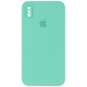 Чохол Silicone Case Square Full Camera Protective (AA) для Apple iPhone XS / X (5.8") Бірюзовий / Turquoise