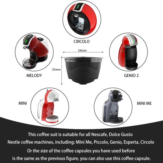 Багаторазова кавова капсула для Nescafe Dolce Gusto/Nespresso — 1 шт. з фільтром, екологічна. Чорна. | Зображення 1