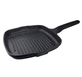 Сковорода-гриль антипригарная Vinzer Kuro 28x28 см 50424 алюминиевая рифленая для всех плит