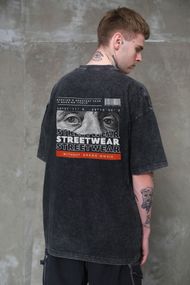Виварена Оверсайз Футболка Without Washed З Принтом Streetwear Black