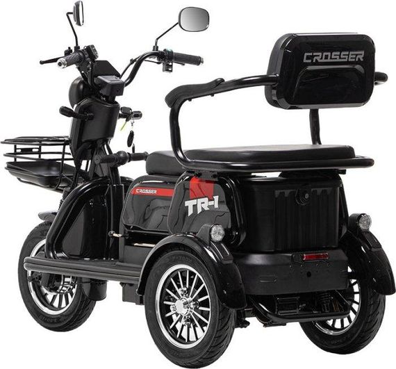 Электротрайк Crosser TR-1 LFP 1500W 76.8V 30Ah, трехколесный электроскутер, до 75 км, для взрослых и пожилых Чорний | Зображення 3