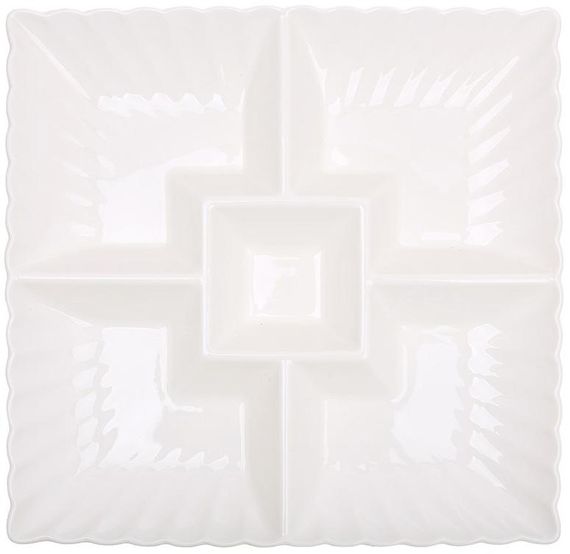 Блюдо-міняжниця порцелянове "White City Star" 5ти секційне 32х32см