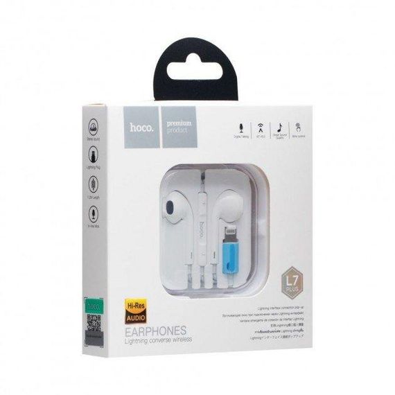 Наушники Hoco L7 Plus Original series lightning converse earphone White | Зображення 3