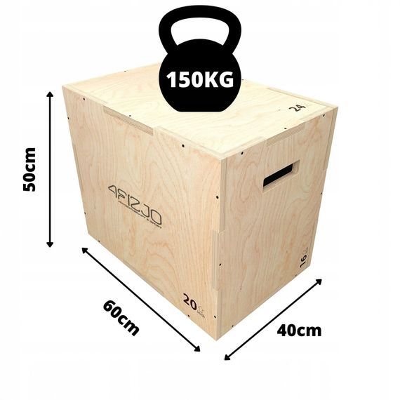 Пліометричний бокс 4FIZJO 3 в 1 60 x 50 x 40 см дерев'яний 4FJ0404 (P-5907739315403) | Зображення 2