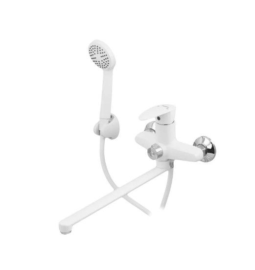 Змішувач для ванни Plamix Cezar-006 EURO SET White (з шлангом, лійкою та кронштейном) (PM0666) | Зображення 1