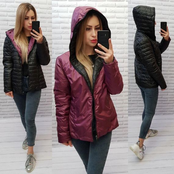 Куртка двостороння, арт.185, чорний / бордо | Зображення 1