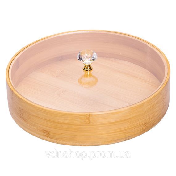 Менужниця дерев'яна на 4 секції з кришкою для закусок Ø25 (см) кругла HB-40-3 | Зображення 2