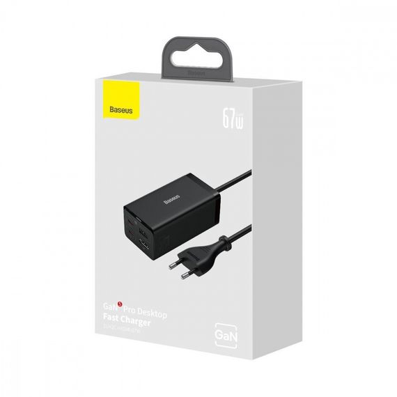 МЗП Baseus GaN5 Pro 67W USB+2Type-C+HDMI (1.5m)  + Кабель Type-C to Type-C 100W(20V/5A (1m) | Зображення 1