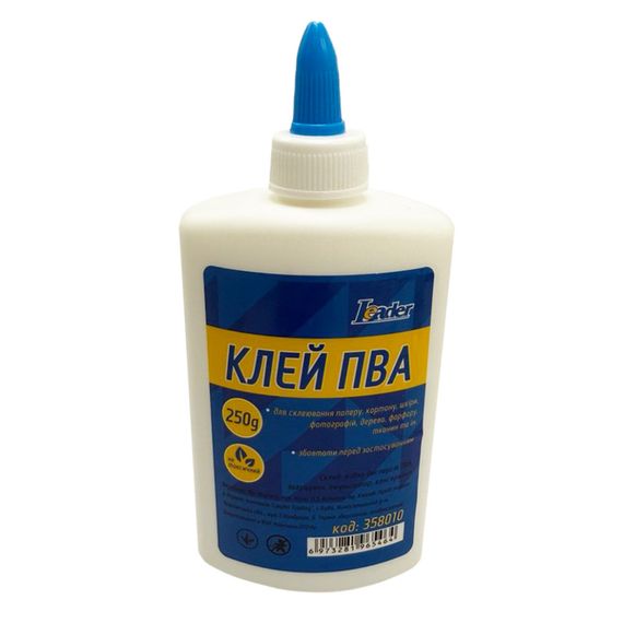 Клей канцелярський ПВА 358010 ковпачок-дозатор 250 грам