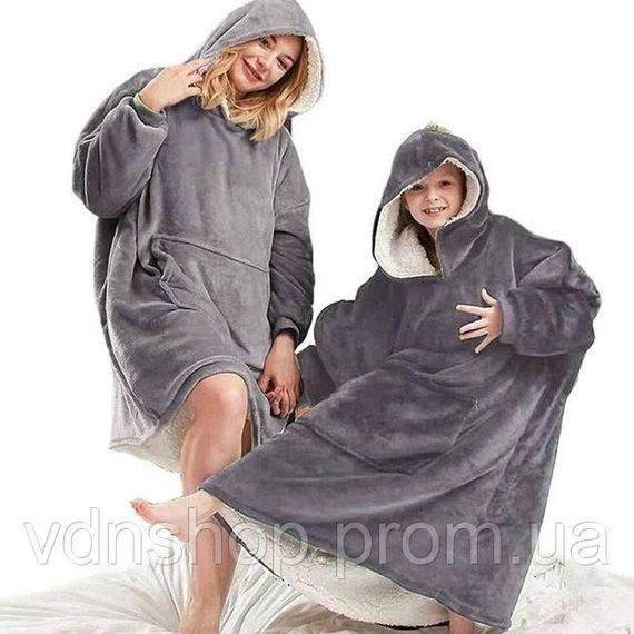 Зручний плед худі з кишенею, Плед толстовка теплий, Світшот-покривало з капюшоном HP-12 | Зображення 4