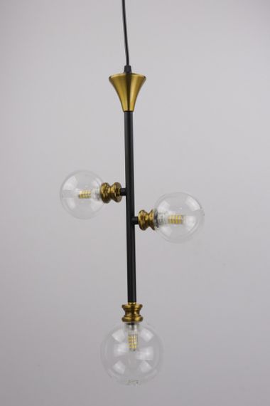 Люстра підвісна LOFT на 3 лампочки 25719 Чорний 55-130х10х23 см. | Зображення 3