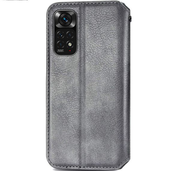 Шкіряний чохол-книжка GETMAN Cubic (PU) для Xiaomi Redmi Note 11 (Global) / Note 11S Сірий | Зображення 1