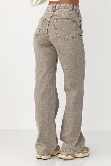 Широкі прямі джинси з високою посадкою - кавовий цвет, 40р (є розміри) | Зображення 1