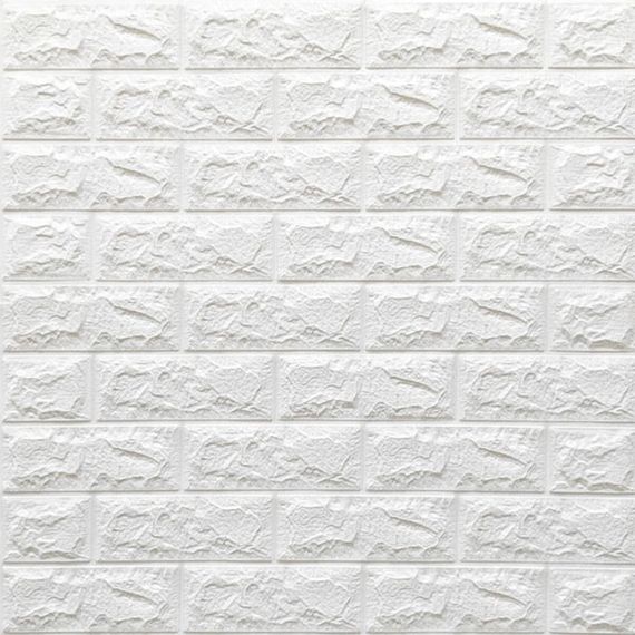 3D панель самоклеюча цегла Білий 700х770х7мм (001-7) SW-00000047
