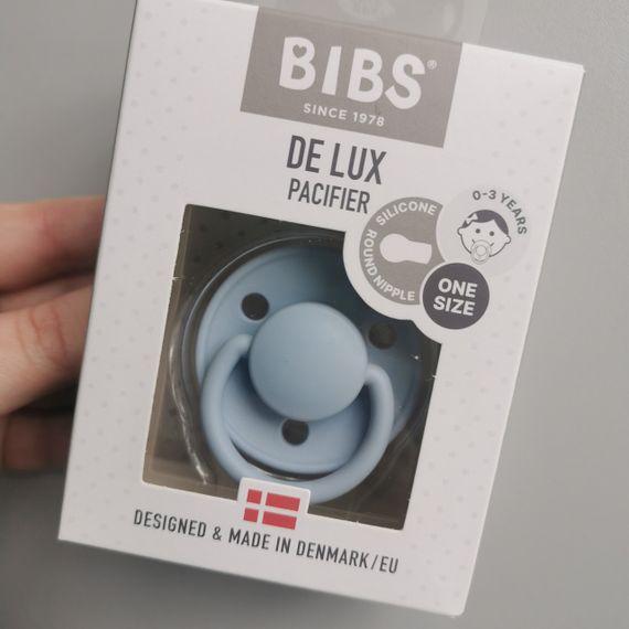 Соска пустушкака Bibs De Lux Silicone 0-36 міс Baby Blue силіконова