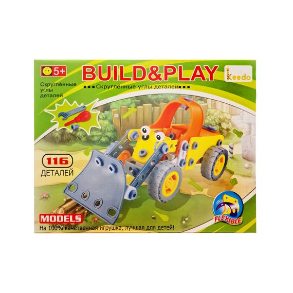 Конструктор дитячий Build&Play "Бульдозер" Keedo J-108A, 116 елементів | Зображення 1