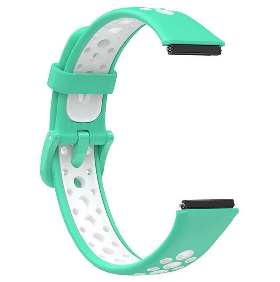 Силіконовий ремінець Primolux Perfor Classic для фітнес браслета Huawei Band 7- Teal&White | Зображення 3
