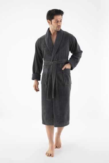 Чоловічий однотонний халат Nusa 2965 антрацит 3XL | Зображення 1