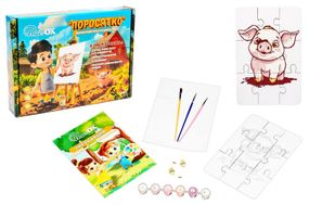 Пазл-розмальовка Puz-22939 "Поросятко" А5, дерев'яний PuzzleOK