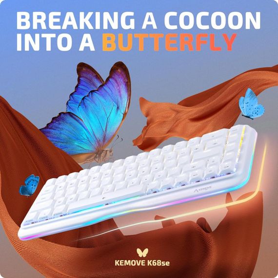 Механічна ігрова клавіатура KEMOVE K68se, червоні перемикачі, 68 клавіш, біла, RGB підсвітка, USB Type-C | Зображення 3