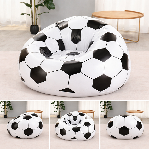 Надувное кресло-пуф Inflatable Sofa / Надувное кресло-мешок 110×110×85 см Черно-белый | Зображення 1