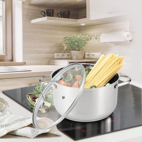 Каструля Maestro MR-3519-20, 3.4 л, 20 см, з нержавіючої сталі з кришкою, для всіх типів плит | Зображення 1
