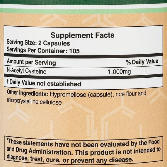 Ацетилцистеїн Double Wood N-Acetyl Cysteine (NAC) 1000 mg 210 Caps | Зображення 1