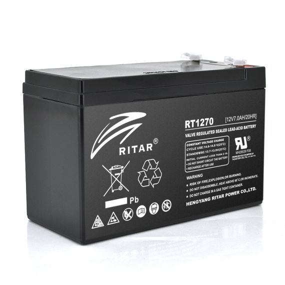 Акумуляторна батарея AGM RITAR RT1270B, Black Case, 12V 7.0Ah  ( 151 х 65 х 94 (100) ) Q8