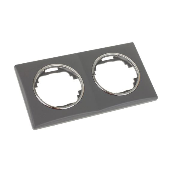 Рамка двойная серая с кольцом цвета хром WB-2F Grey/Ch