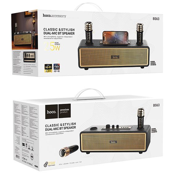 Bluetooth Колонка Hoco BS63 Graceful + два мікрофона Black | Зображення 5