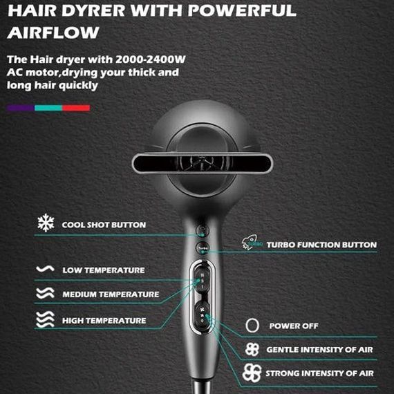 Професійний фен VGR V-450 для сушіння укладання волосся 2400 Вт MA-680 режим Turbo | Зображення 1