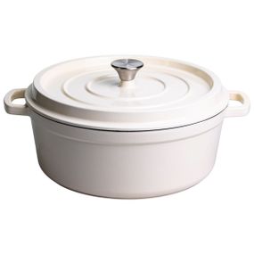 Кокотниця чавунна емальована 7,5 л, бежевий Yiwu HP-FLG-7 WHITE