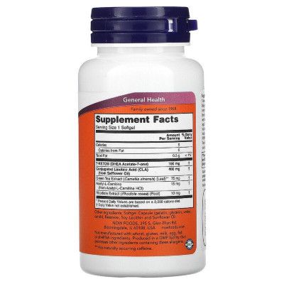 Витамин Now Foods 7-Кето, 100 мг, 7-Keto, LeanGels, 60 желатиновых капсул (NOW-03022) | Зображення 1