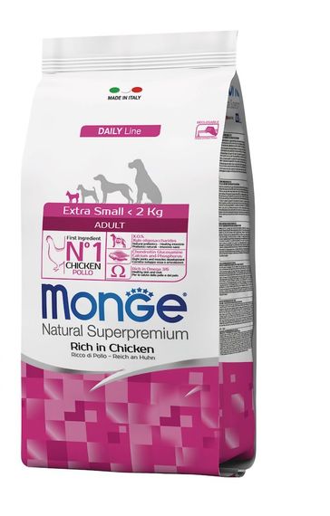 Корм Monge Dog Extrasmall Adult Pollo із куркою для дорослих собак мініатюрних порід 0.8 кг