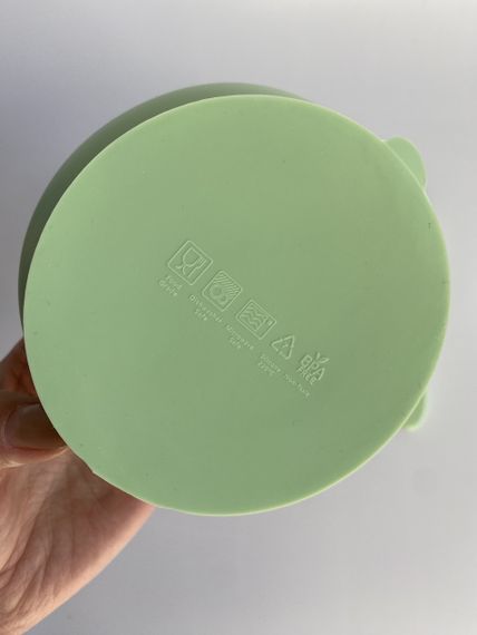 Глибока тарілка силіконова на присосці з приборами Пастельно Зелений | Зображення 2