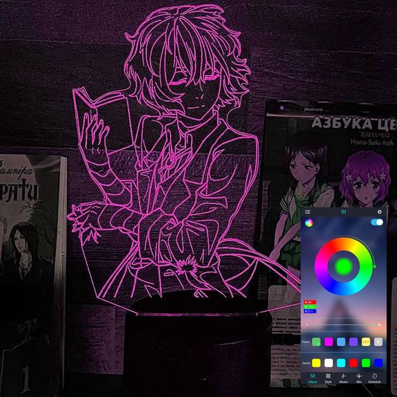 Акриловый светильник-ночник управление с телефона Осаму Дазай 2 tty-n002318