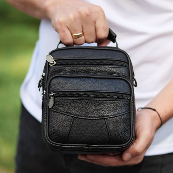 Чоловіча сумка-барсетка шкіряна чорна Tiding Bag 32051 | Зображення 5