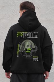 Оверсайз Худі Толстовка На Флісі З Капюшоном Та Принтом Without Deadly Black