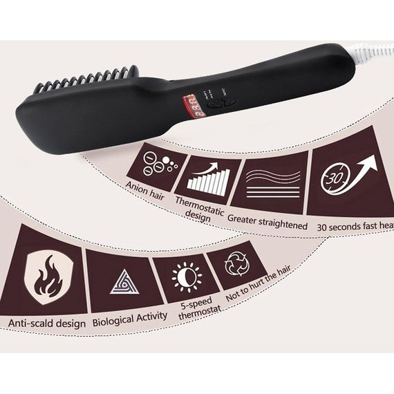 Расческа-выпрямитель для волос 2 в 1 PTC Heating | Стайлер-щетка для волос PTC Heating с функцией ионизации | Зображення 4