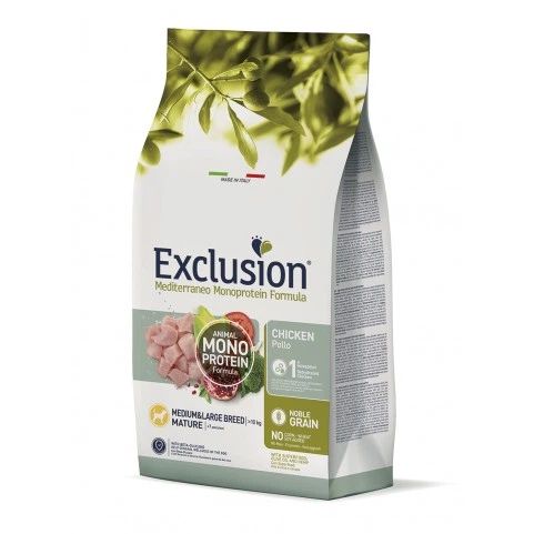 Сухой корм Exclusion Mature Chicken Medium & Large Breed для пожилых собак средних и больших пород с курицей, 12 кг