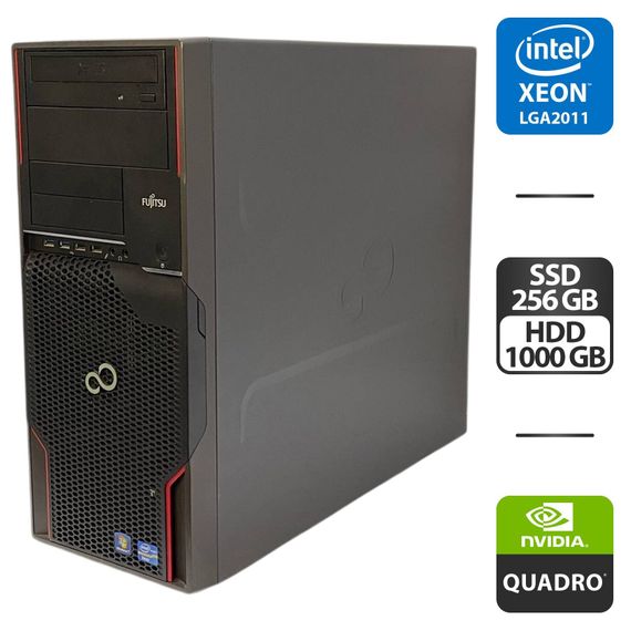 Робоча станція Fujitsu Celsius M720 Tower / Intel Xeon E5-1620 (4(8) ядра по 3.6 - 3.8 GHz) /  16 GB DDR3 / 256 GB SSD + 1000 GB HDD / nVidia Quadro K2000, 2 GB GDDR5, 128-bit / 500W б/в
