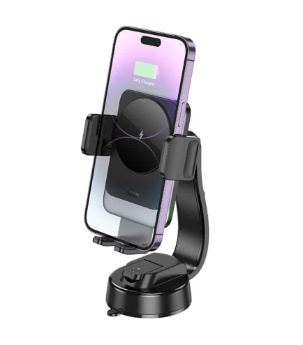 Автомобільний утримувач телефону з бездротовою зарядкою Hoco HW14 Speed ​​15W Чорний | Зображення 3
