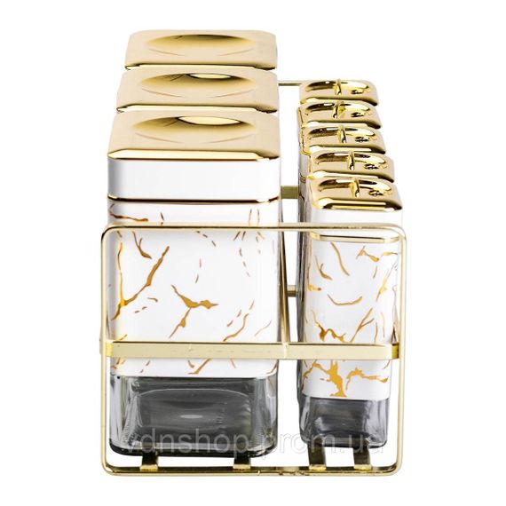 Набор для приправ и специй на подставке 8 штук с крышками Белый HP-1365 | Зображення 2