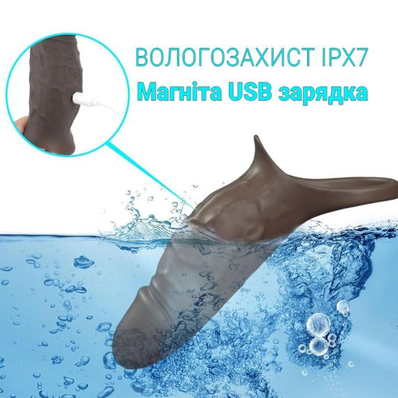 Вібронасадка для подовження члена з медичного силікону 178x46 мм Чорна | Зображення 2
