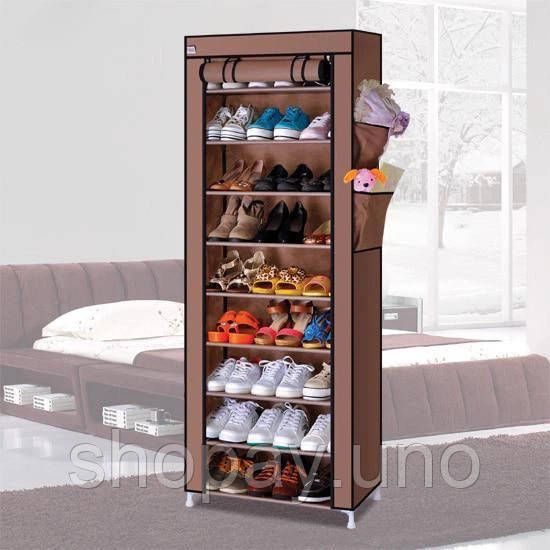 Шафа тканинна з полицями для одягу та взуття (58x30x158 см) Brown | Зображення 1