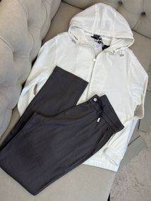 Льняний комплект Kiton біло-коричневого кольору sp121
