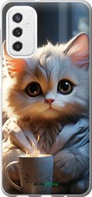 Чохол на Samsung Galaxy M52 M526B Білий кіт "5646u-2490-2448"
