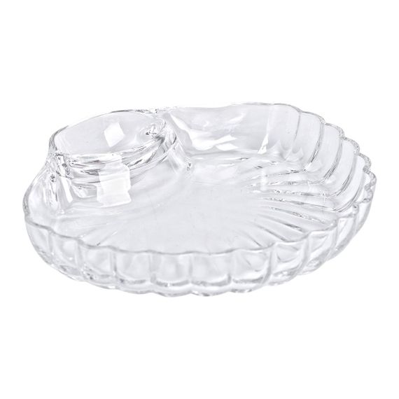 Блюдо сервировочное для закусок с соусником 21х19х3 см стеклянное HP-YH-58 | Зображення 3