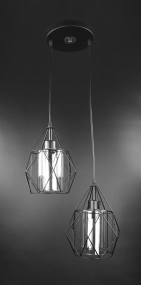 Люстра підвісна LOFT на 2 лампочки 26189 Чорний 40-110х35х35 см.