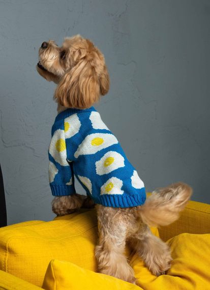 Светр в'язаний яєчня синiй Y-347